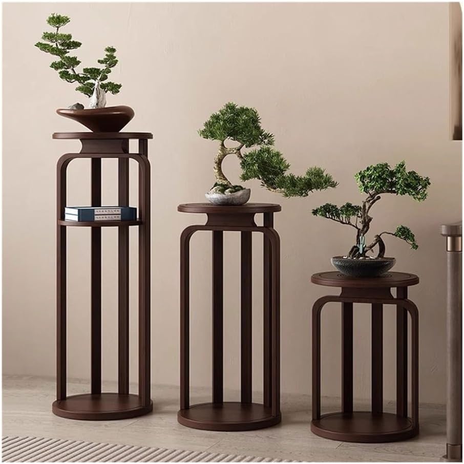 Plant Shelf, Vintage Carving Bonsai Stand Rack, Bamboo Plant Shelf for Indoor Outdoor Decoration