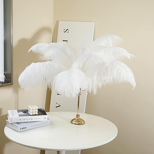 Miniatura 3 de Larryhot Plumas de avestruz grandes blancas 16-18 pulgadas 10 plumas para jarrón centros de mesa de fiesta de boda y decoración del hogar blanco
