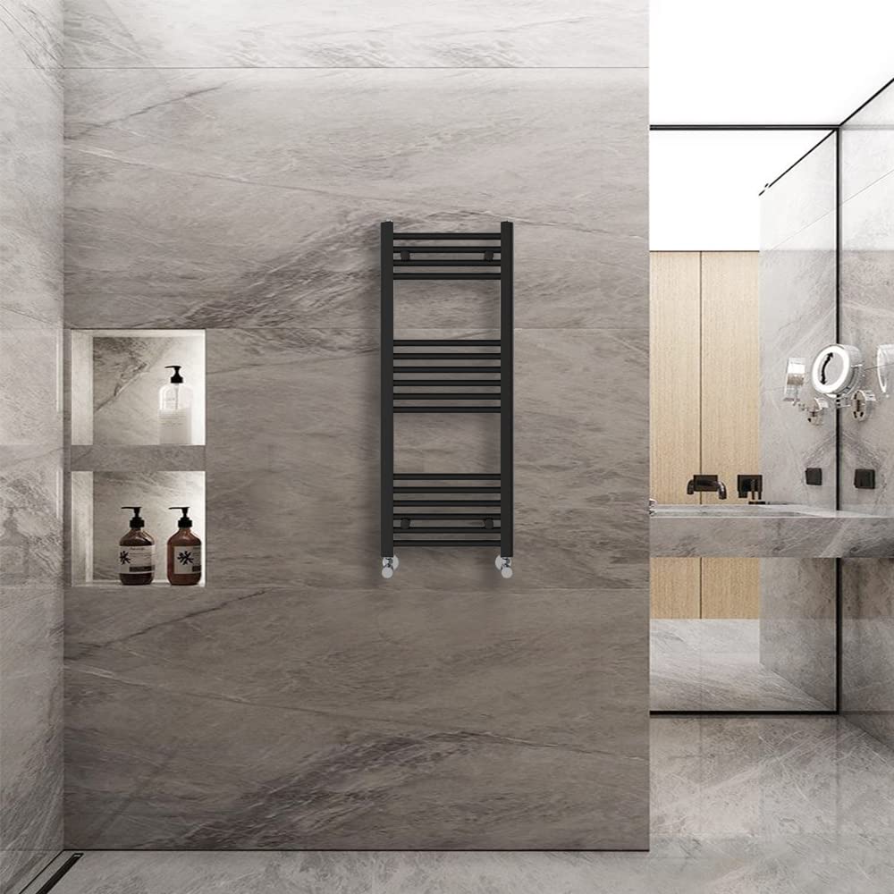 Warmehaus Straight Heated Towel Rail Radiator Ladder Black 1000x400mm — image 1