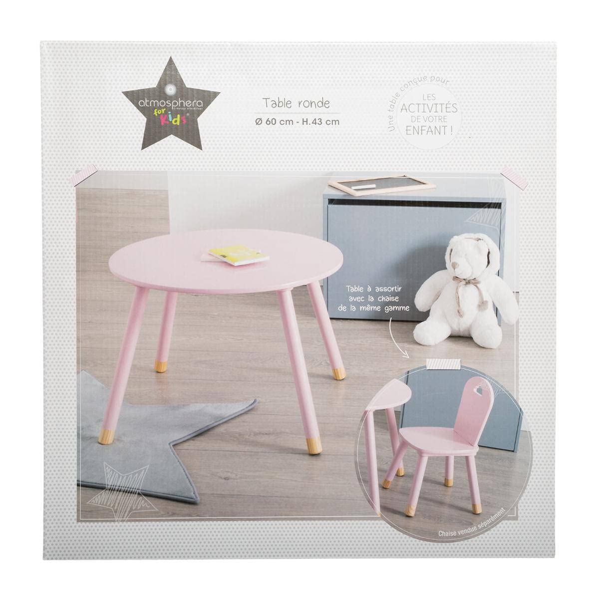 ATMOSPHERA CREATEUR D'INTERIEUR Kindertisch Douceur Rose aus Holz, Durchmesser 60 cm