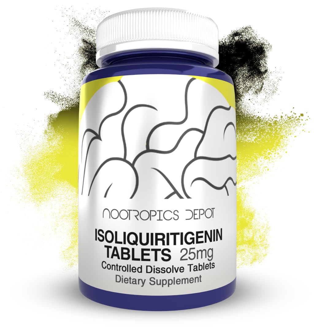 Nootropics Depot Isoliquiritigenin Controlled Dissolve Tablets | 60 Count | 25mg | Licorice Extract | Glycyrrhiza glabra | Mood, Relaxation, and Energy Support 60 Count (Pack of 1)