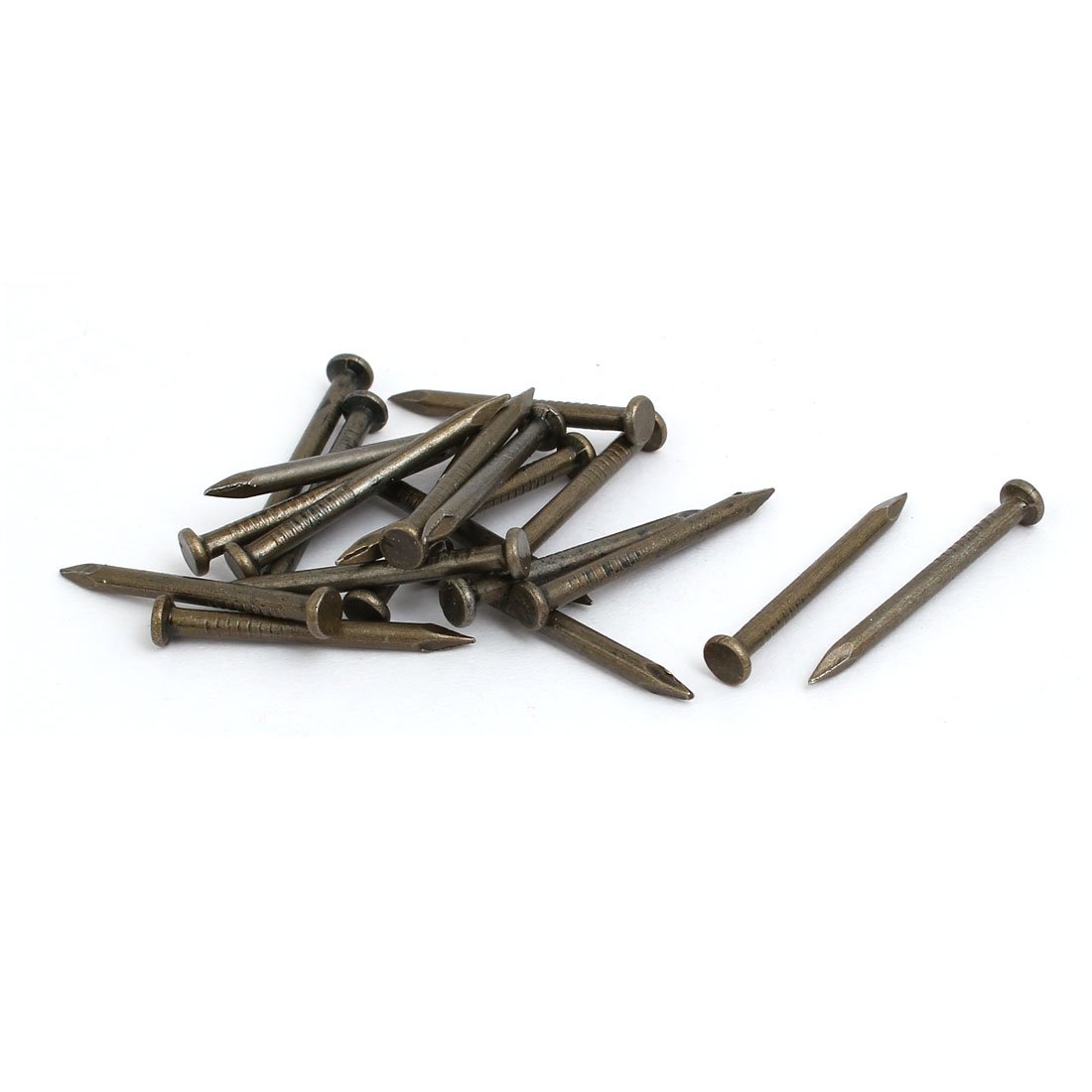 Aexit 2mm x Fastener 25mm Fiber Concrete Cement Wall Point Tip Nails Bronze Tone 20pcs Model:78as239qo88