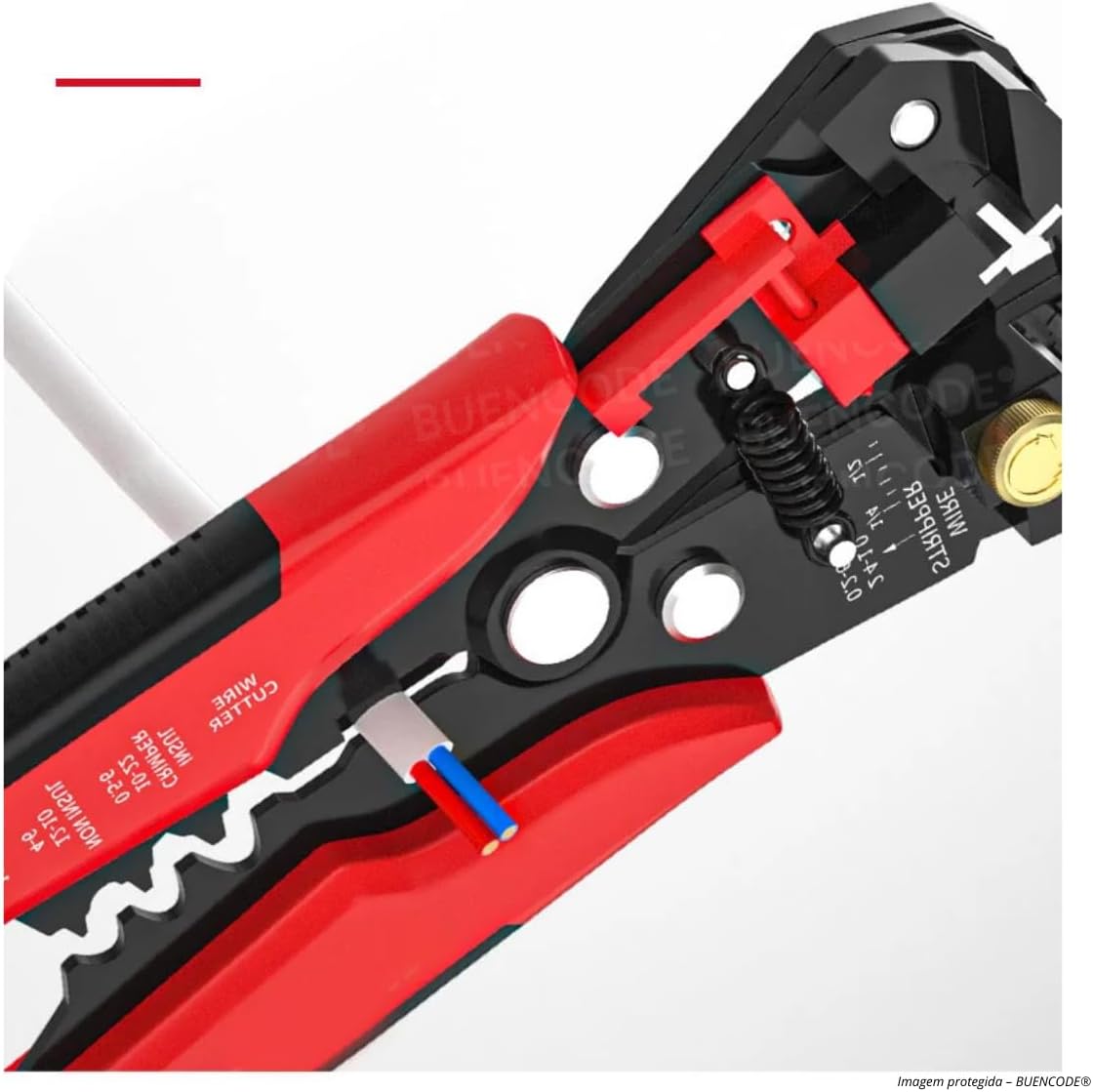Alicate Desencapador Profissional 3 em1 –Decapador Descascador Emborrachado Cortador e Crimpador com Ajuste Preciso para Fios Elétricos Terminais e Cabos - Linha Premium - Ferramentas Alicate Desencapador Profissional 3 em1 –Decapador Descascador Emborrachado Cortador e Crimpador com Ajuste Preciso para Fios Elétricos Terminais e Cabos - Linha Premium - Ferramentas