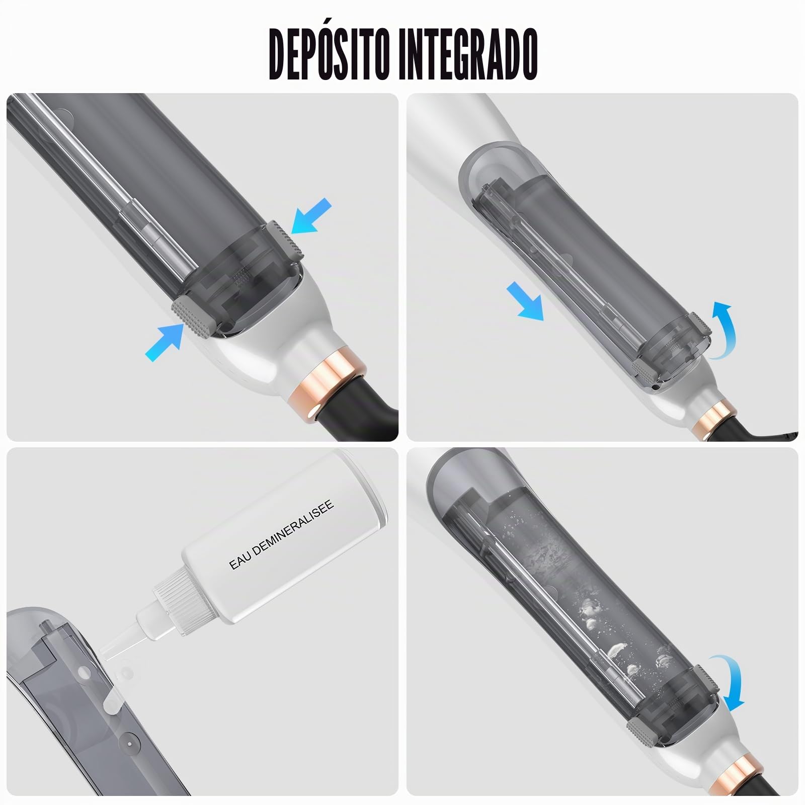 Cepillo alisador de vapor profesional para cabello, 4 temperaturas ajustables, 160 ℃-210 ℃, plancha de pelo con tecnología de vapor (blanco, cepillo de vapor)