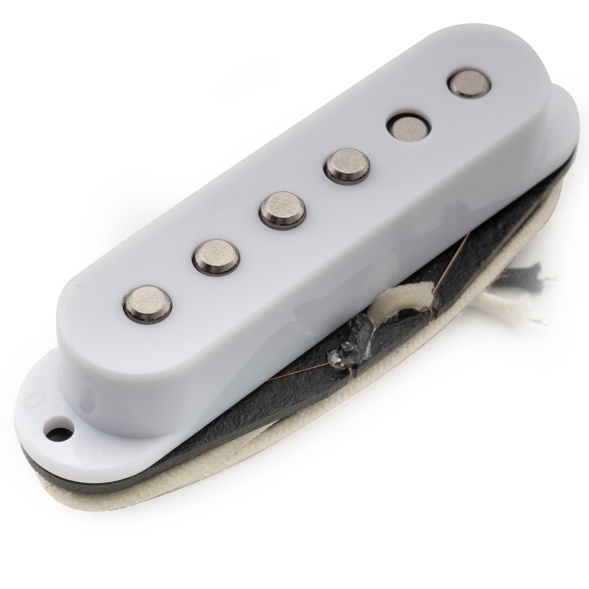 Musiclily Pro ST-50S Staggered Alnico 5 Single Coil Middle Pickup 5.9K for Strat Style Electric Guitar White