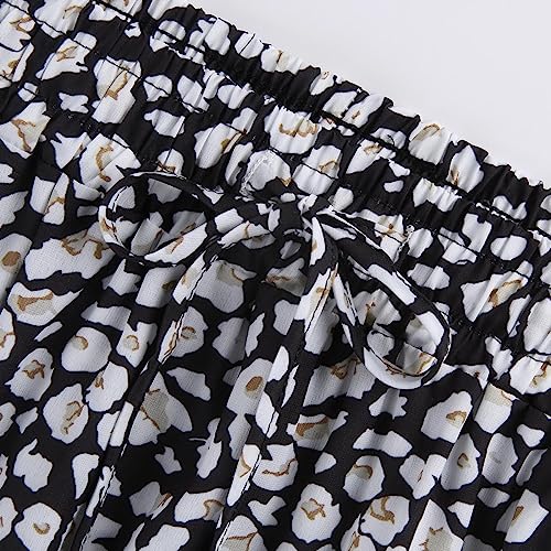 Womens Floral Print Boho Maxi Skirt Casual Elastic High Waist Pleated Ruffle Flowy Beach Long Maxi Skirts with Pockets2