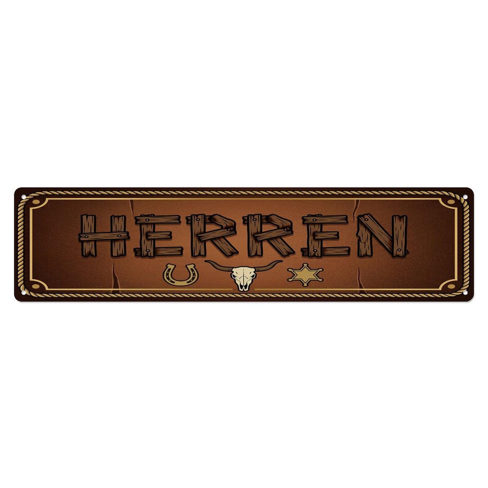 Western Saloon Cowboy Restroom Toilet(WC) Door Metal Tin Sign Plaque Wall Decor for Cafe, Club Bar, Office, Home Garden Metal Poster 4x16Inch