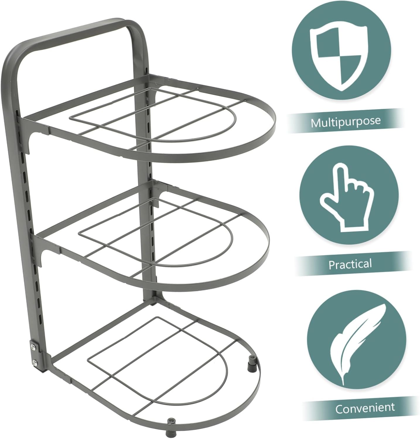 Uonlytech Heavy Duty Carbon Steel Pan Organizer Rack with Round Corners Foldable Kitchen Storage Shelf for Countertop and Cabinet Large Capacity Rust-resistant Pot Rack for Efficient Space