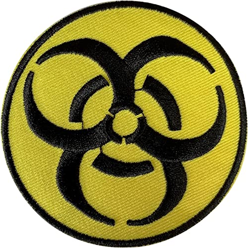 Image of Biohazard Symbol Patch Iron Sew On Clothes Bag Bio Hazard Sign Embroidered Badge
