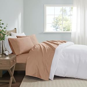 Madison Park 600 Thread Pima Cotton Bed Sheets Luxurious Line Accent Hem Design Premium 15 Elastic Pocket Fits