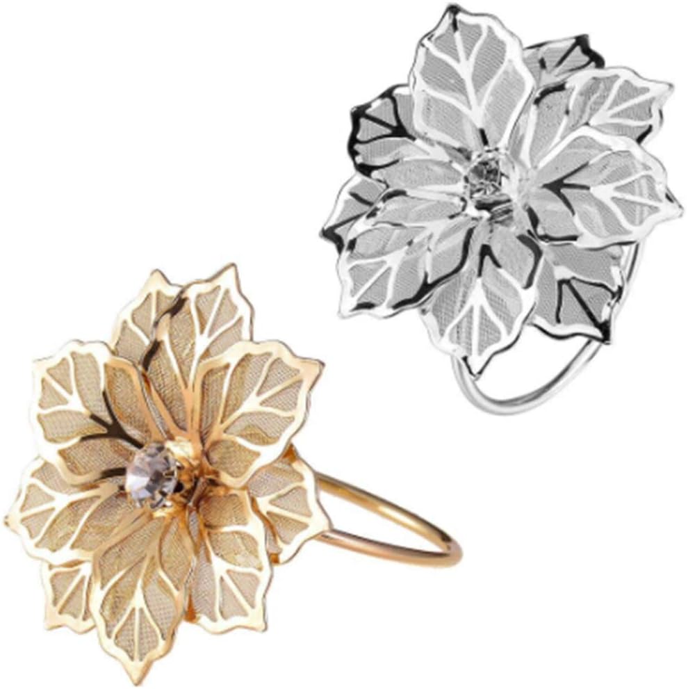 Bеѕt Cуbеr Dеаlѕ 🔥 Ioffersuper Set of 12 Christmas Gold Hollow Out Flower Napkin Ring Holders for Xmas Party Dinner Accessory, Banquet Table Decoration