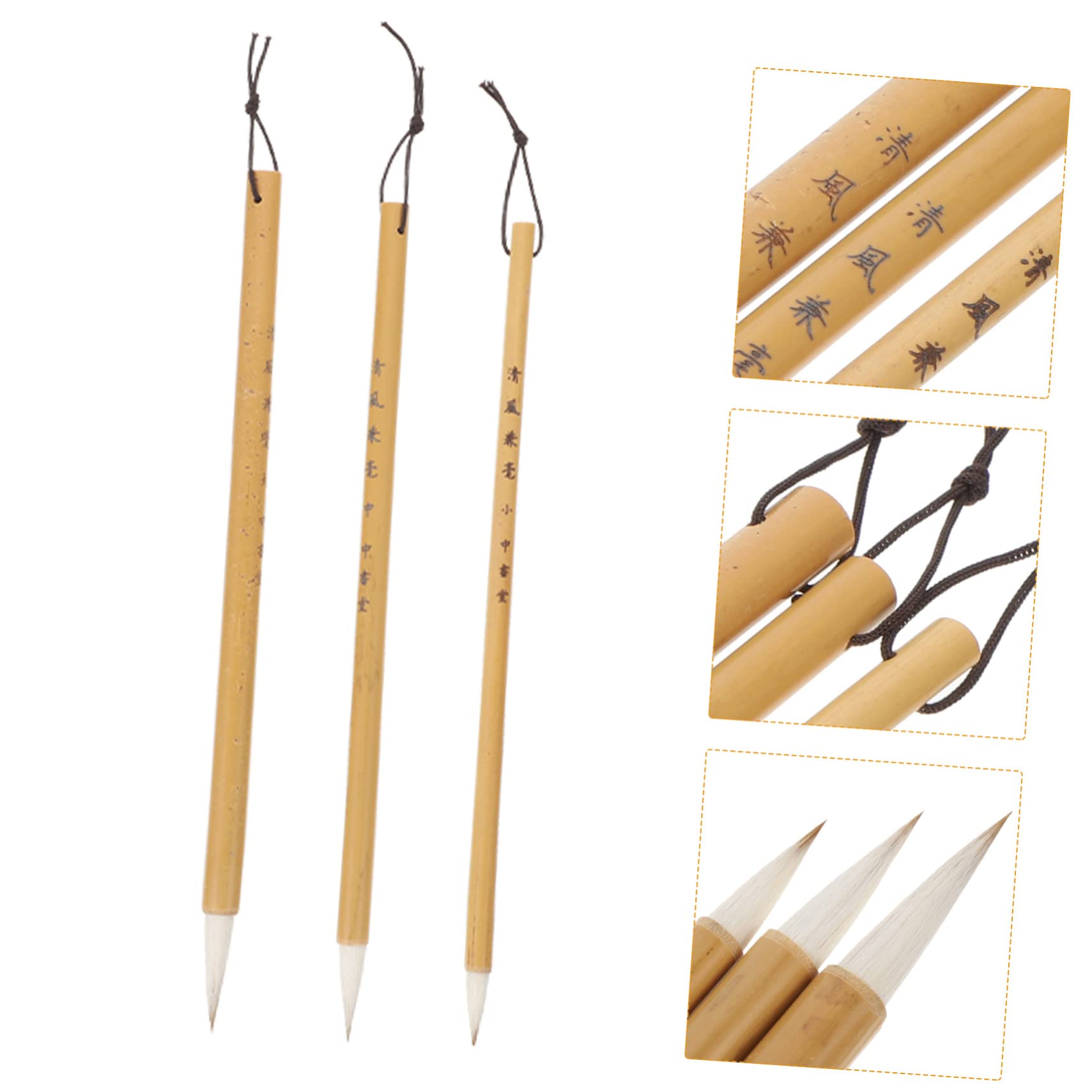 SHINEOFI 5 Set Pennello Calligrafico Calligrafia Calligraphy Penna Acquerello Brush Pen Spazzola Portatile Turbinio Perline Asse Pennello Da Pittura Pennello Cinese Lana Vergine 3 Pezzi * 5