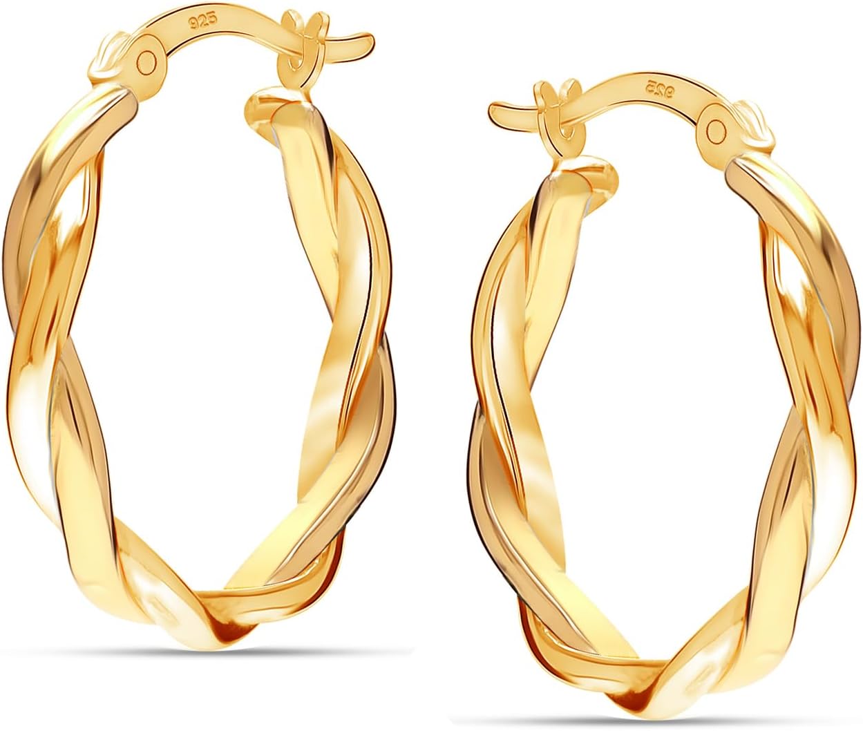 LeCalla 925 Sterling Silver Hoop Earrings | Lightweight Click-Top Gold Plated Anchor Infinity Earrings for Women - Image 2