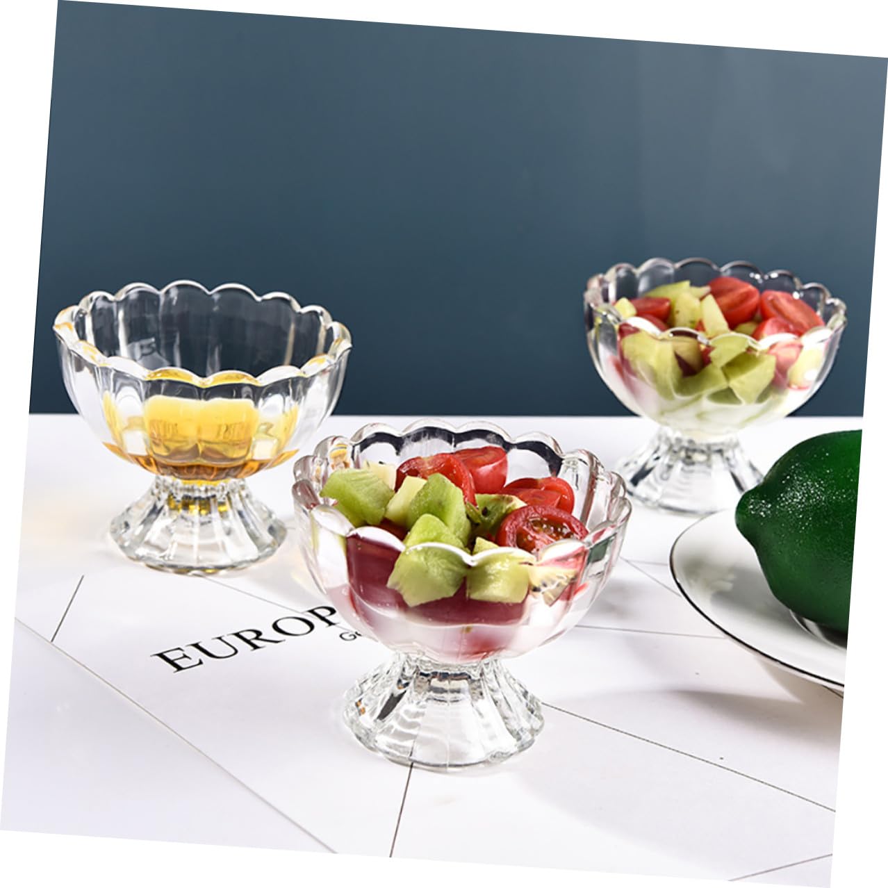 6 pezzi Bicchieri Gelato in Vetro Trasparente Coppe Dessert Resistenti Caldo e Freddo per Gelato Pudding e Frutta Design Elegante e Compatto per Casa Bar e Ristoranti