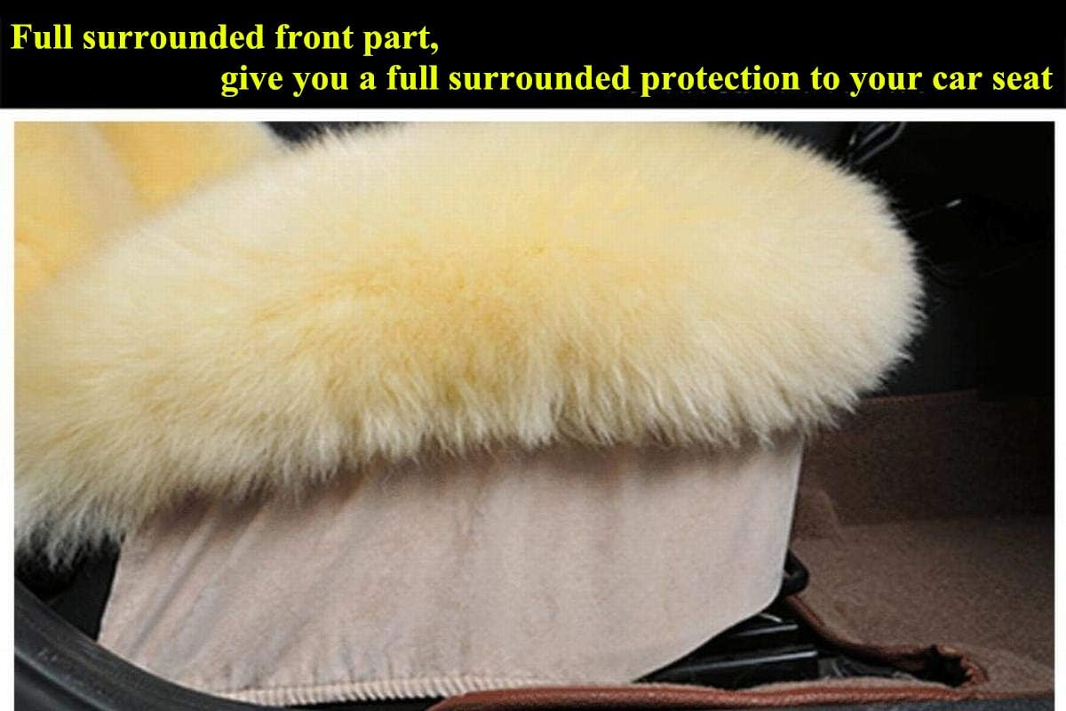 Genuine Australian Sheepskin Car Seat Cover Universal Fit Natural Wool Seat Cushion Covers Soft Warm Plush Seat Cover for Winter Grey Tips