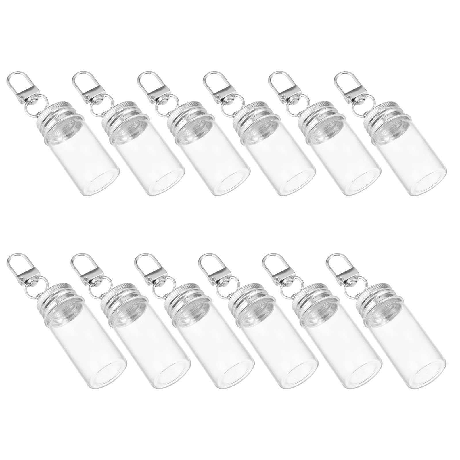 Mini botellas de vidrio transparentes de 7ml 10ml con llavero y clip GALPADA para manualidades 8