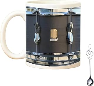Black Vintage Drum Mug, Drum Coffee Mug, Funny Drumming Cool Gifts, 11 Oz Vintage Drum Mug, Drummer Rock Music Gifts, Drumming Mug Coffee Cup for Drummer (white)