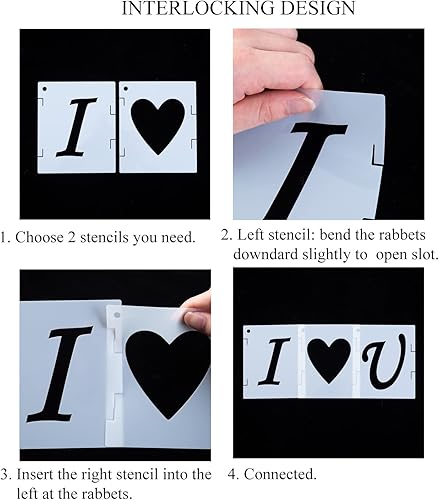 Miniatura 4 de Eage Plantillas de letras del alfabeto de 3 pulgadas, 68 plantillas de plástico reutilizables con símbolos de letras y números, kit de plantillas