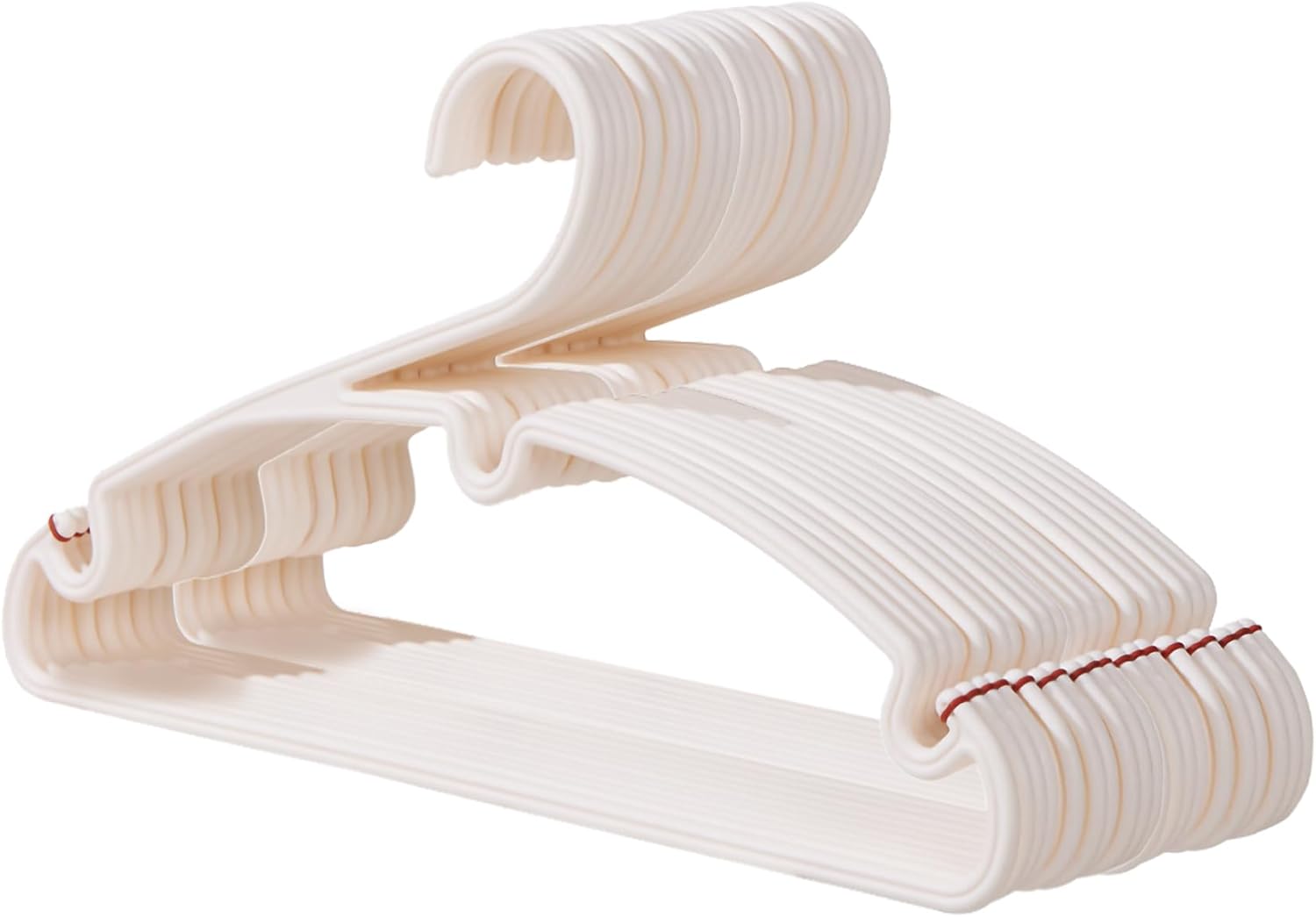 FixtureDisplays® 20 Pack Flocked Plastic Clothes Hangers Space Saving White Hangers for Hanging Clothing Shirts Jackets Pants Laundry Dresses 15881-20PK-2D