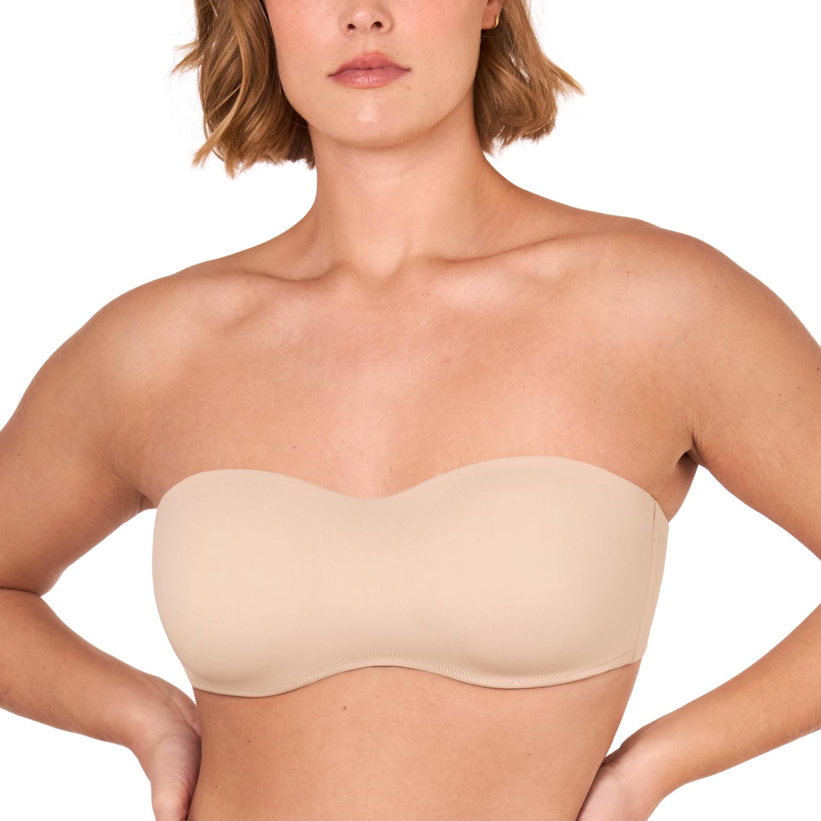 MELENECA strapless bh voor grote borsten, minimizer, ongevoerde bandeau met beugel Wit 80A