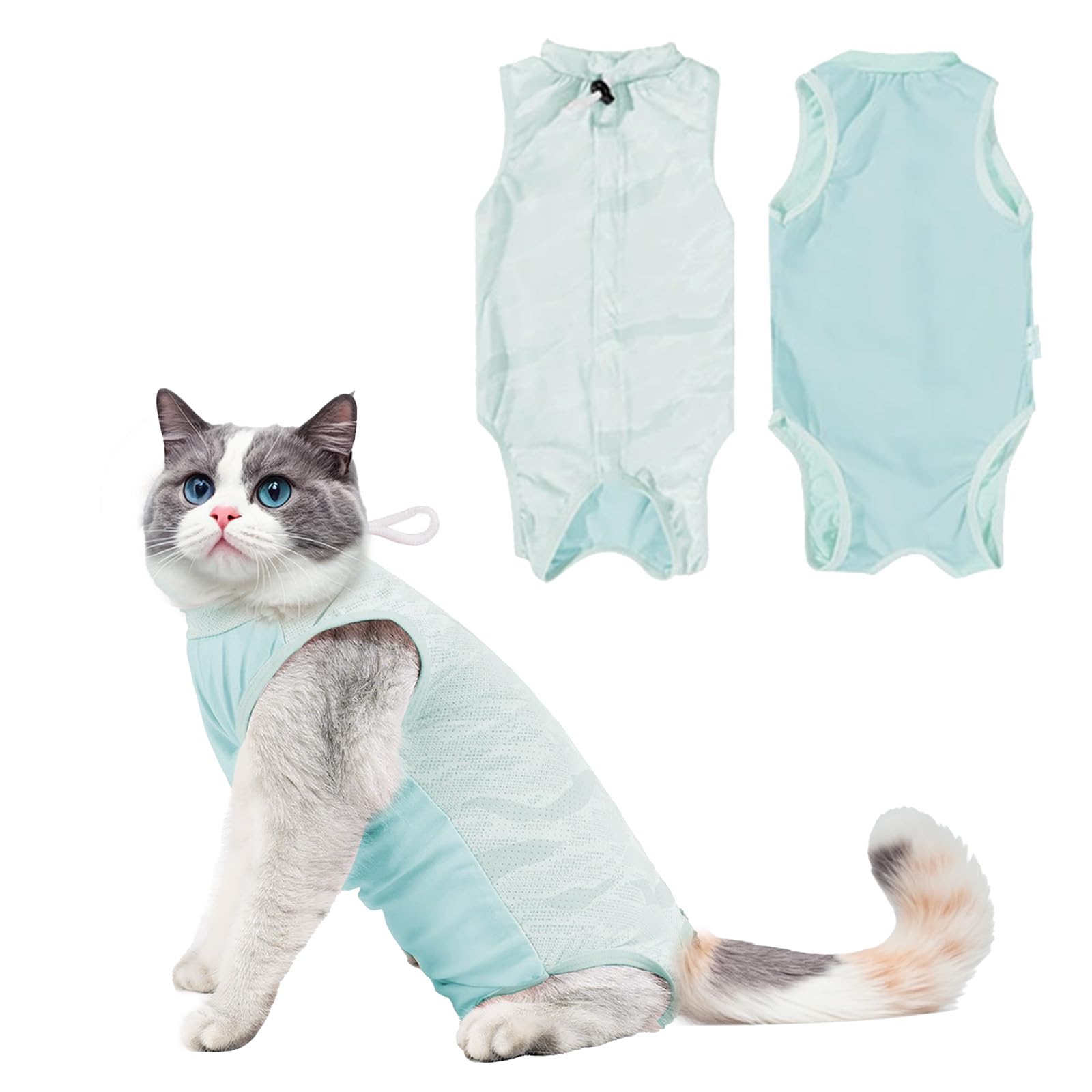 Bvxchg Cat Recovery Suit, Breathable Kitten Onesie After Surgery for Preventing Licking and Biting, Blue