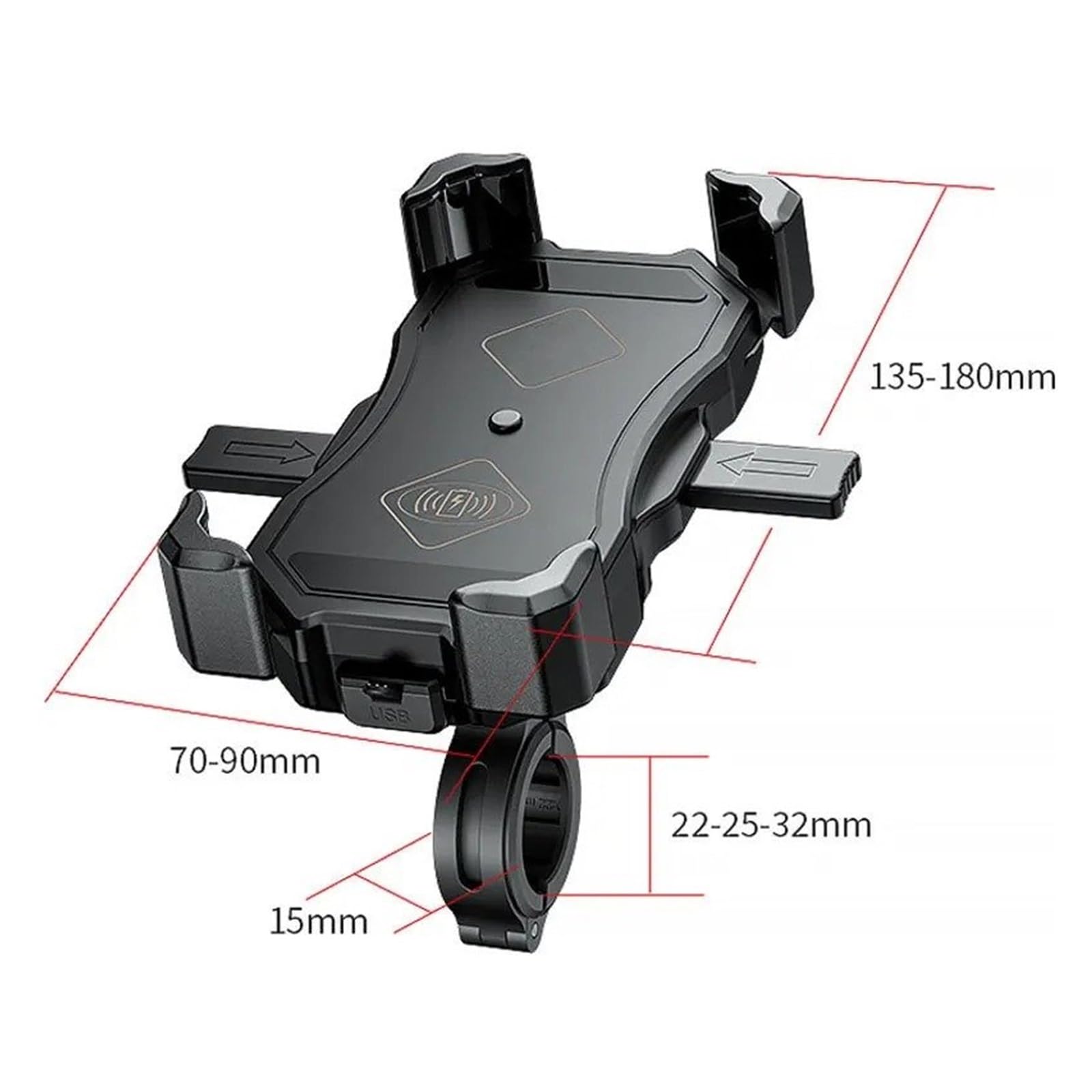 Soporte Movil Moto Soporte Para Teléfono Soporte GPS para Motocicleta | Con QC 3.0 USB Qi Cargador Inalámbrico Soporte Para Teléfono Inteligente Para Motocicleta(QC3.0 and Wireless)