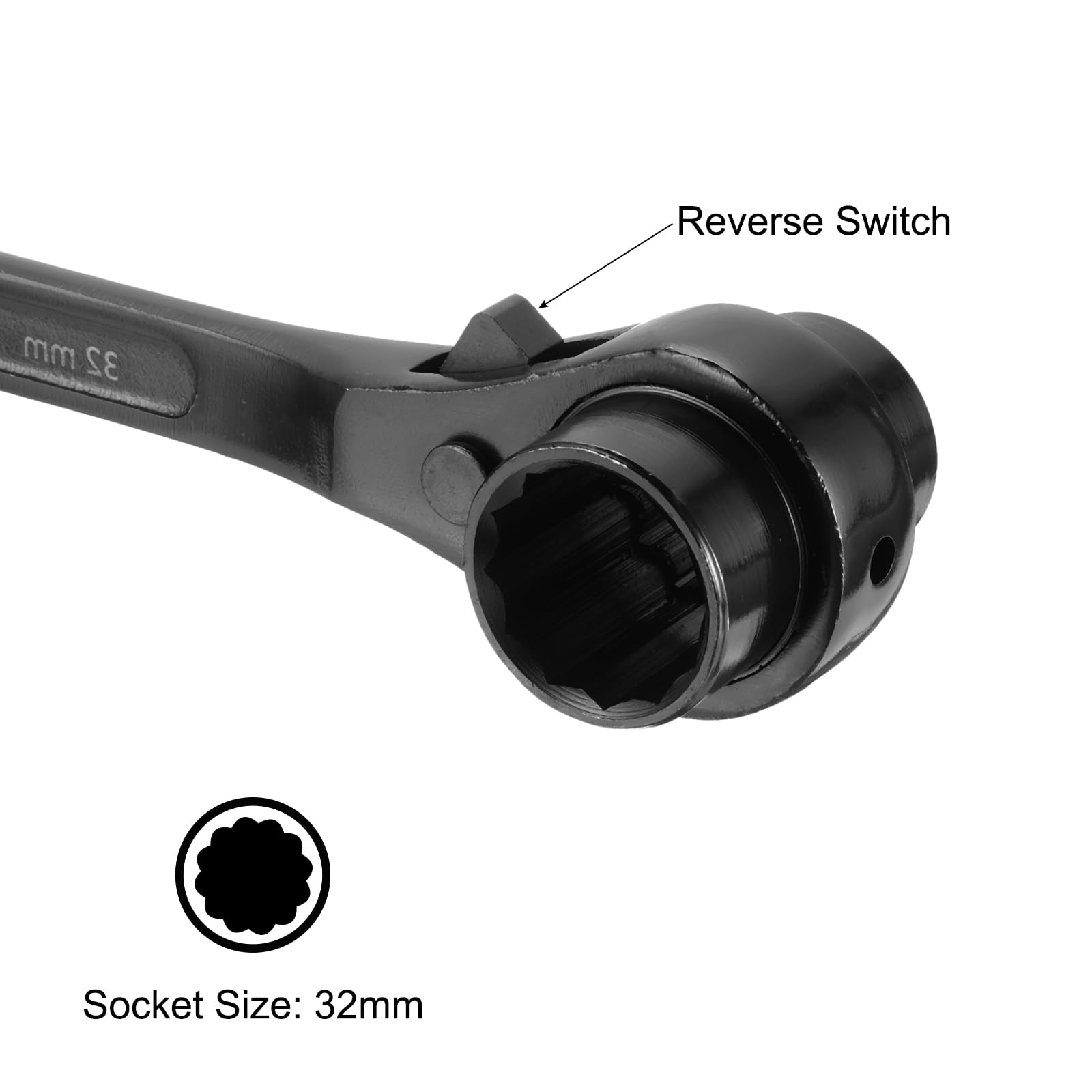 QUARKZMAN 2 Piezas 30 X 32 Mm Llave De Trinquete De 12 Puntos (Negro)