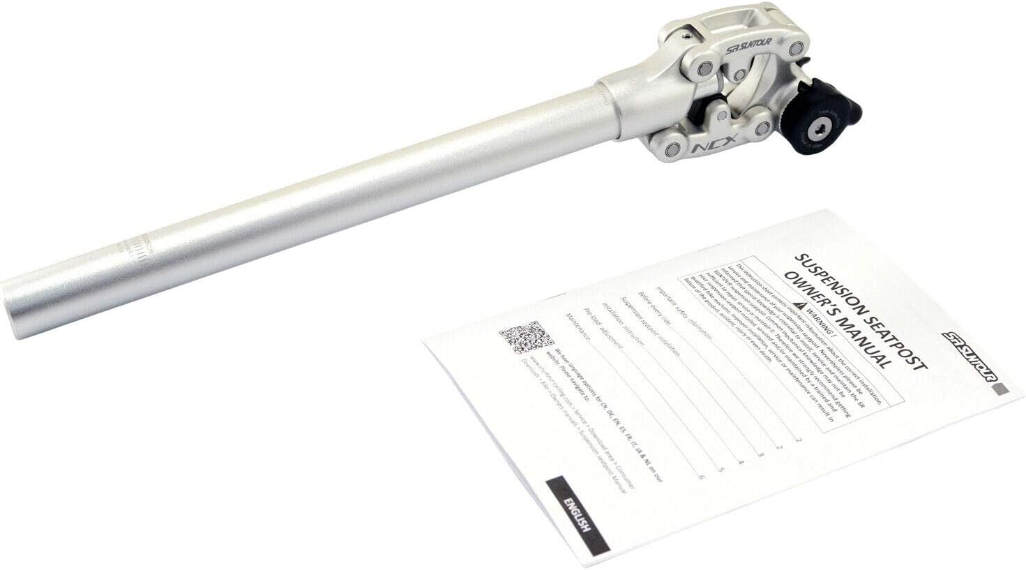 SR Suntour SP12 NCX Suspension Seat Post with Protective Cover 27.2X400mm, Silver, VK2297