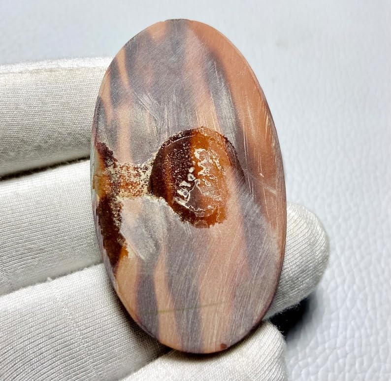 Jaspe peau de tigre cabochon ovale 51x30mm pour création de bijoux DIY pendentif - 7
