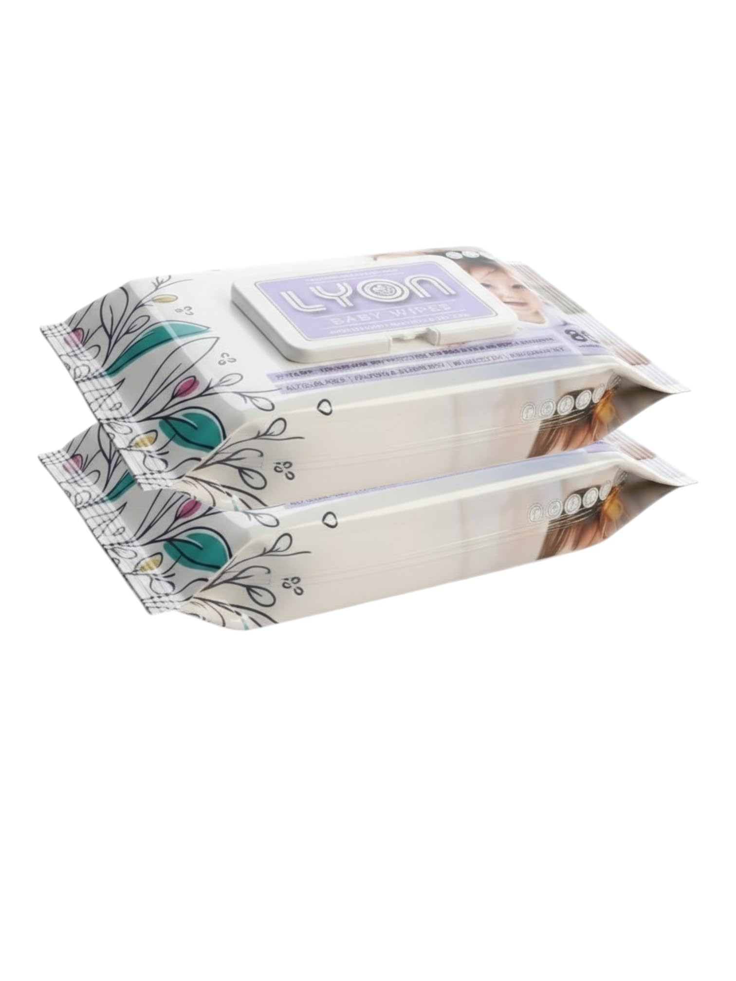 Lyon baby wet wipes with lid enriched with aloe vera and vit e (pack of 2)