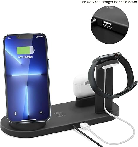 Miniatura 6 de SmartGo - Cargador rápido, estación de acoplamiento para reloj inteligente, teléfono inteligente, auriculares, estación de carga inalámbrica para