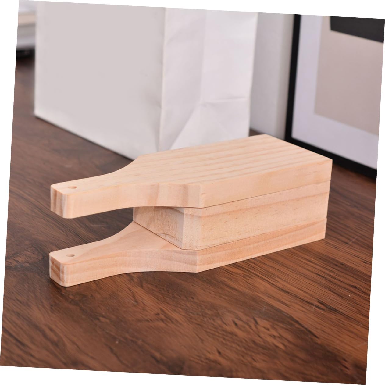 Amosfun Wooden Foldable Potato Press Kitchen Gadget for Tostones Plantains Bananas Solid Wood Masher for Crispy Cooking for Baking Frying
