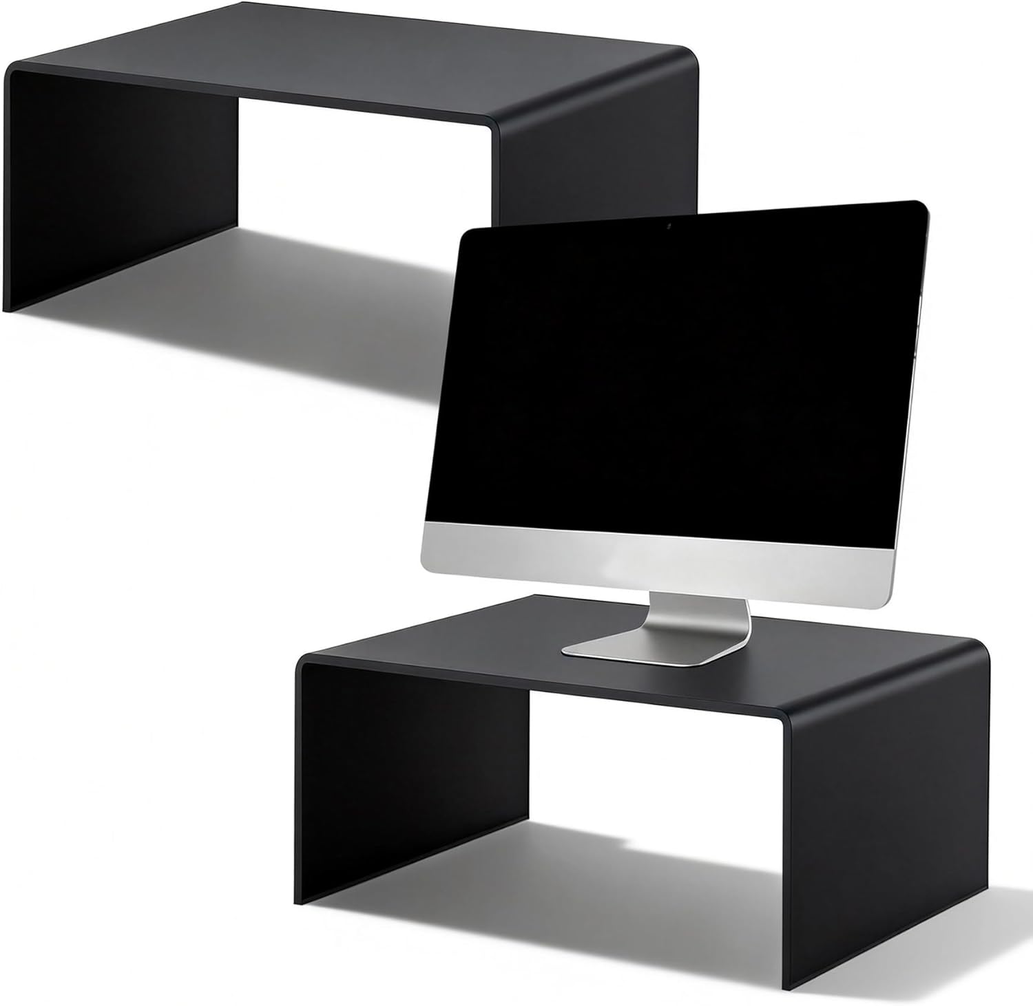 2 Sets Acrylic Display Risers,16 Inch Counter Organizer Rack, Kitchen Counter Shelf Organizer for Bathroom.for Collectibles, Jewelry, Cupcakes, Figures, Kitchen & Retail Use (black, 16 Inch, 8 mm)