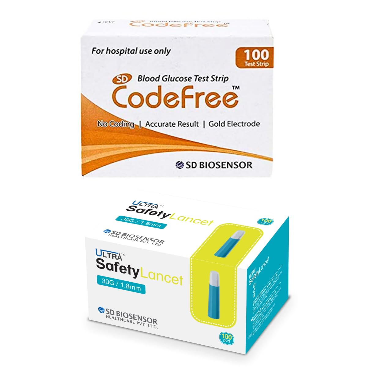 SD Codefree Blood Glucose Test Strips with Safety Lancet (Codefree 100 Strips + 100 BSL)-picture-16