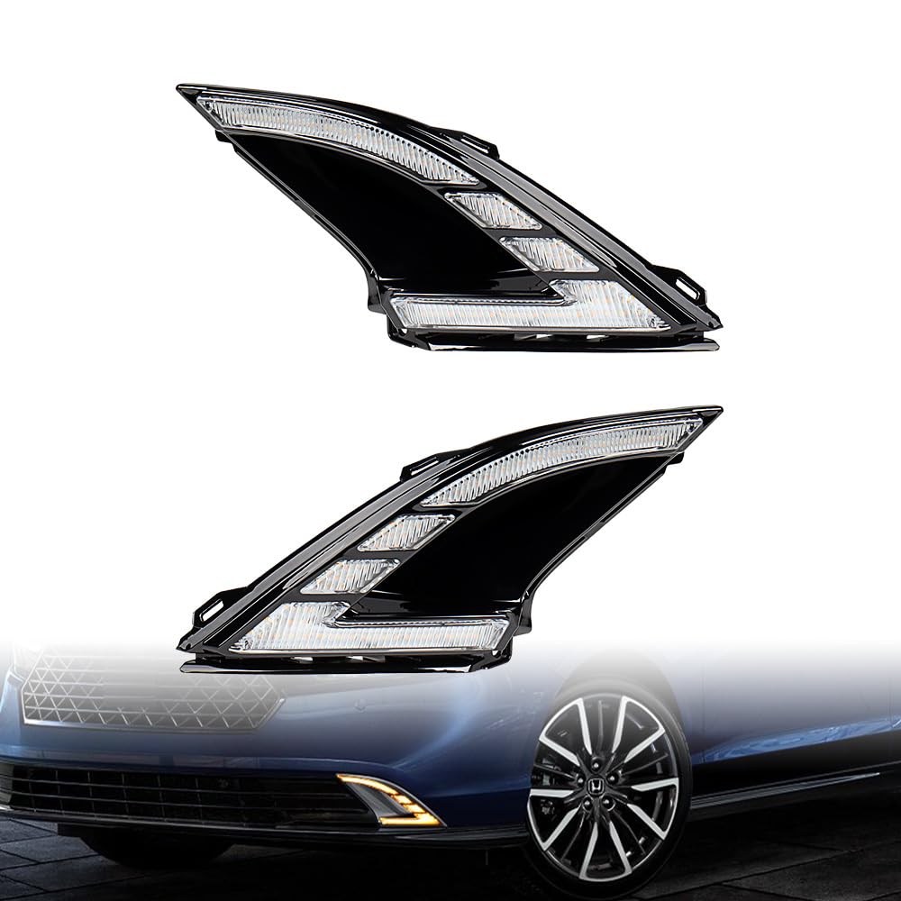 Compatible with 2023 2024 Hon.da Accord LX EX EX-L Sport Touring Hybrid 2X White/Amber LED Fog Light 40W Flashing Daytime Running DRL Turn Signal Lamp IP 67