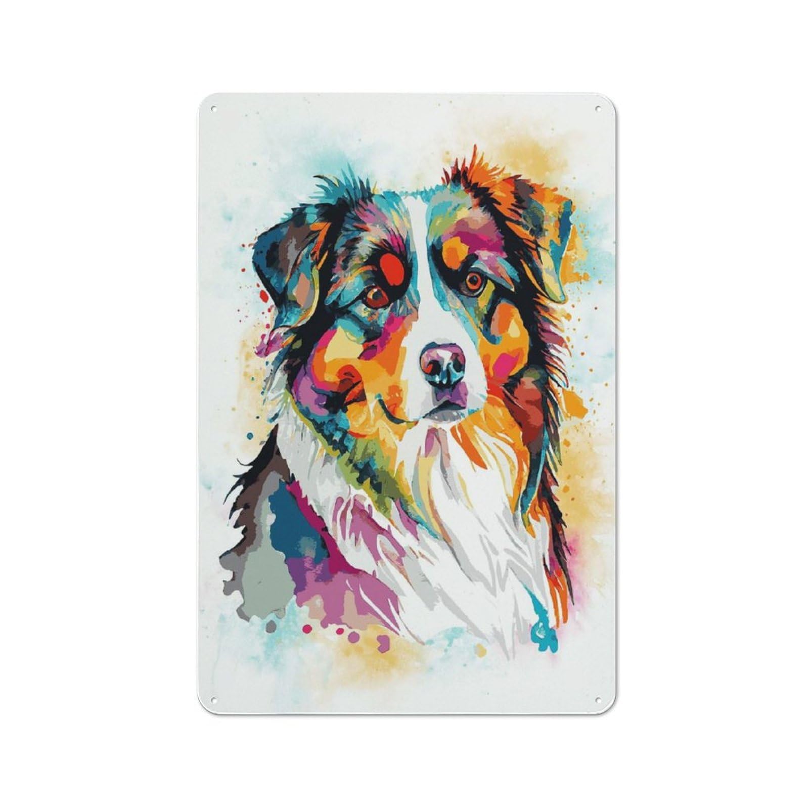 Junmoney Style-22 Tin Wall Plaque 30X20cm With Australian Shepherd Art For Kitchen Or Home Bar, A Christmas Gift For People Styling Kitchen And Home Bar