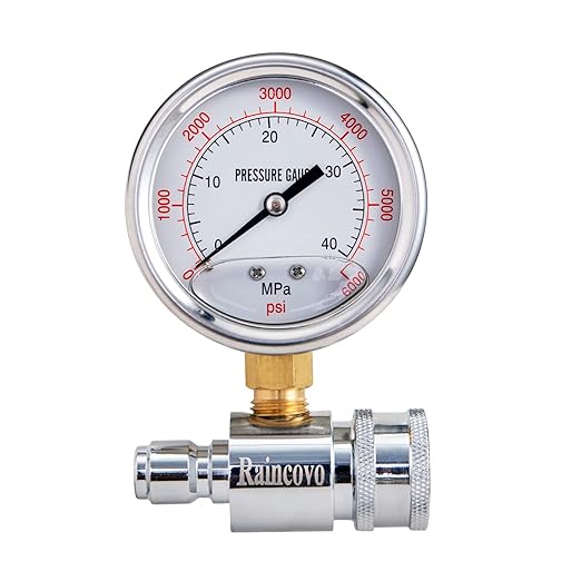 Raincovo Pressure Washer Gauge, 6000 PSI, 3/8 Inch Quick