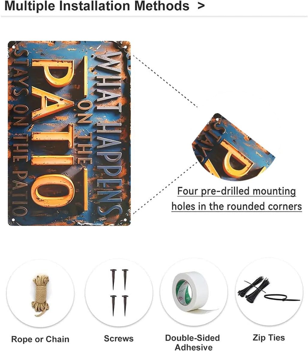 Patio Decor Metal Signs- Outdoor Decor for Patio Funny Metal Signs 8x12 Inch - Image 4