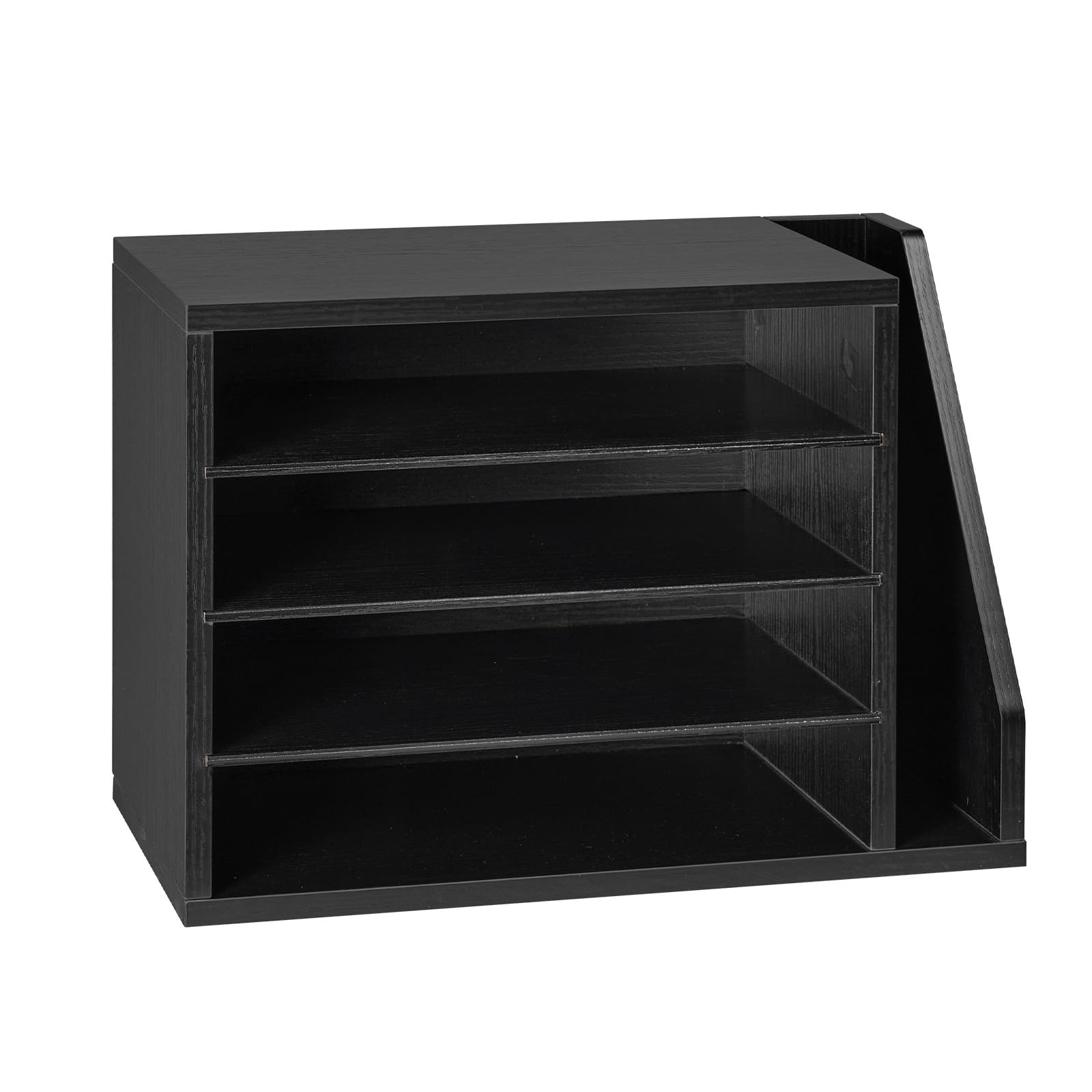 VEVOR Briefablage mit 4 Fächern & Herausnehmbaren Regalböden, Dokumentenablage aus Holz mit Stehsammler, Aktenhalter für Büro Klassenzimmer, Literaturorganizer für Akten Dokumenten Papier, Schwarz