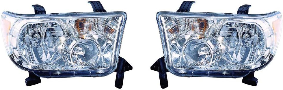 For Toyota Tundra Headlight Assembly 2009 10 11 12 2013 Pair Driver and Passenger Side w/Level Adjuster DOT Certified For TO2502194