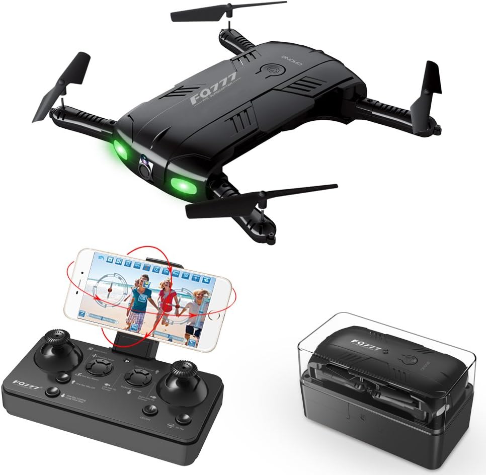 RC Quadcopter Drone with 2.0MP Camera Live Video Foldable Arms Pocket Mini Drone for Beginners 2.4G 6-Axis Headless Mode RTF Helicopter