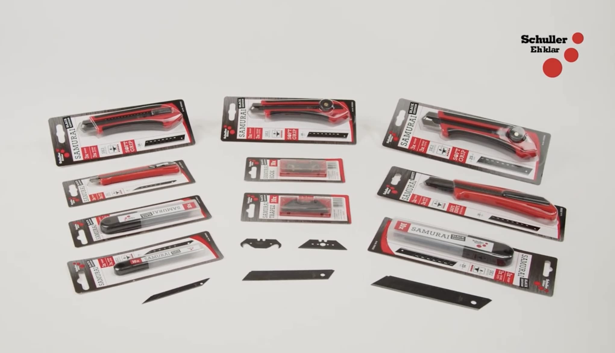 Samurai Black Hook Lame a gancio 10 pezzi in dispenser sicuro per coltelli universali e coltelli da tappeto, nero, molto affilato e resistente, in acciaio giapponese