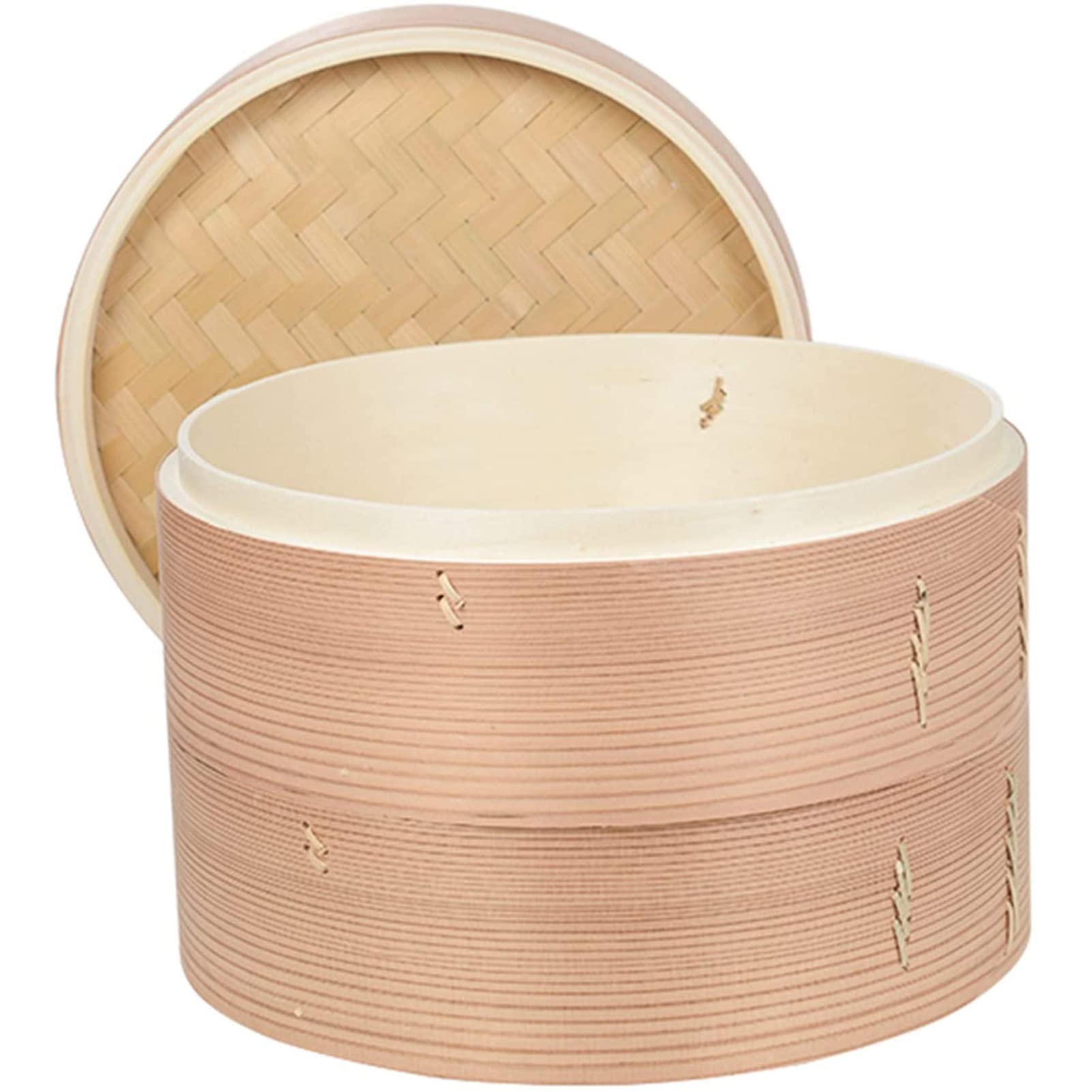 10,6 Zoll handgefertigter Holzdampf, 2-stöckige Körbe Dampfgarer mit Deckel – Innentiefe 2,5 Zoll – perfekt für die asiatische Küche