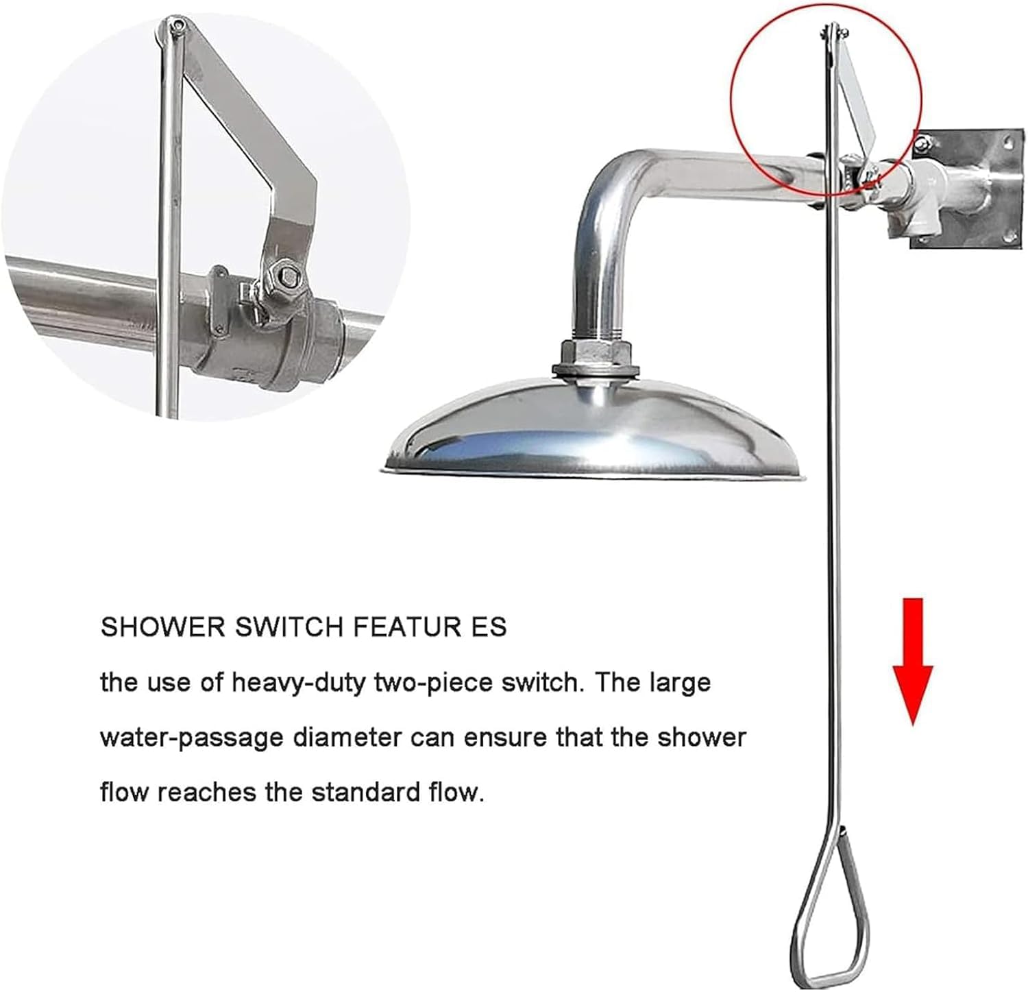 Stazione Lavaocchi Di Emergenza A Parete, Doccia Lavaocchi Da Laboratorio, Acciaio Inox 304, Pressione Di Esercizio 0,2-0,4 Mpa, Soffione Doccia 120-180 Litri/min, Per Laboratori/fabbriche/scuole