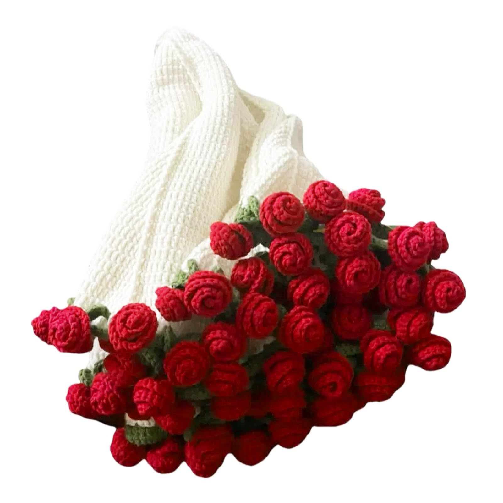 LINASHI DIY Crochet Flower Blanket Rose Bouquet, Blanket Crocheting Kit Bouquet Throw Craft Kit for Mother's Day Birthday Gift Home Decor, Need to