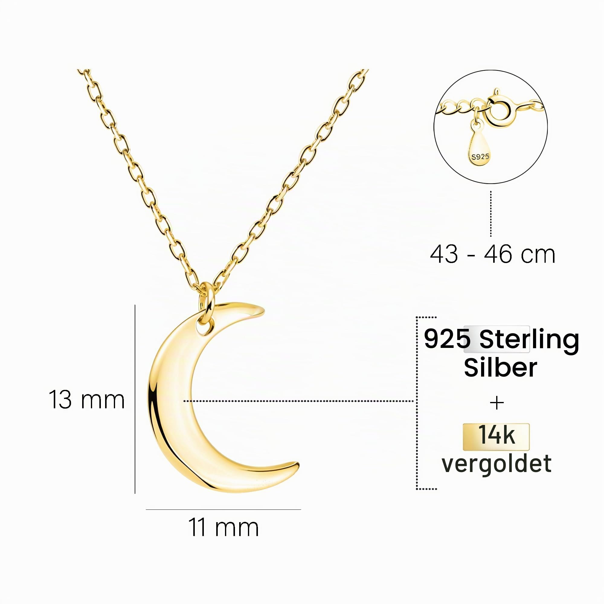 Sofia Milani - Damen Halskette 925 Silber - Mond Anhänger