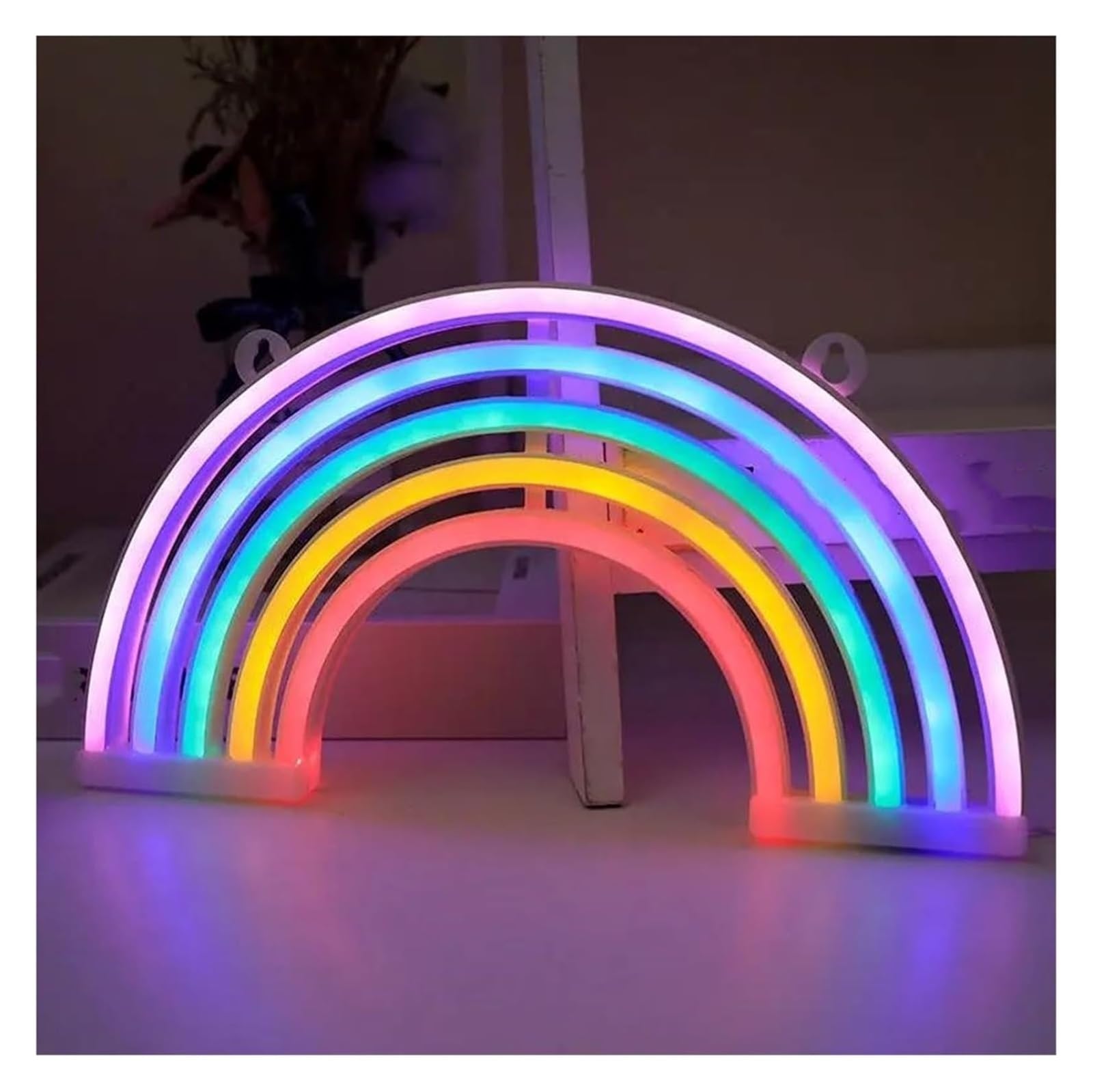 Decoración fantástica para fiestas con letreros de neón arcoíris