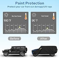 Vista 5 de Avecrew para Jeep Wrangler Funda Impermeable de 2 Puertas, Todo Clima para Coche, Funda de Lluvia para Automóviles, Cubierta Completa