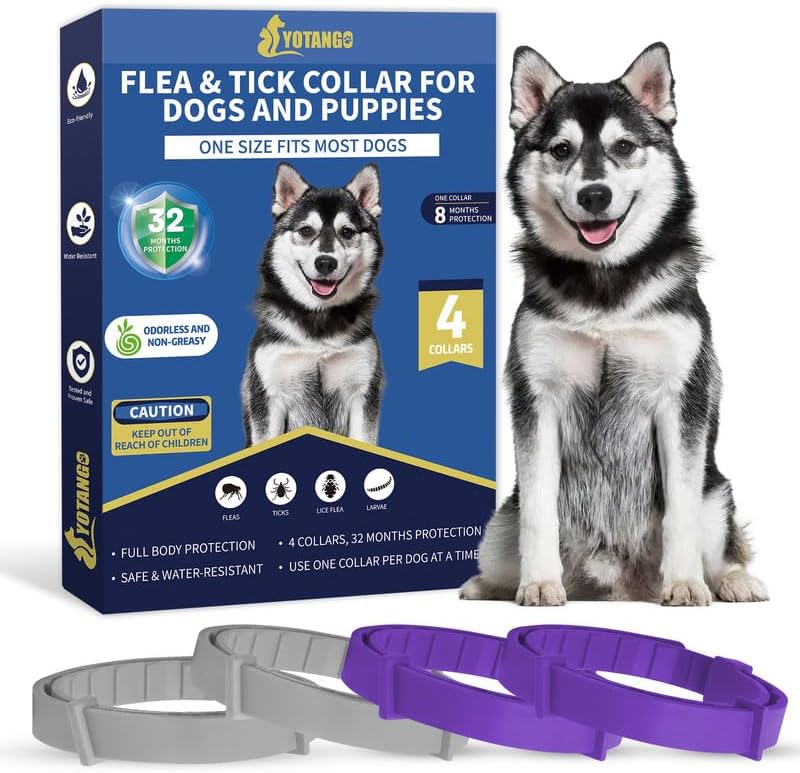 Dog Collar Repellent, 4 Pack Dog Collars, Gray&Purple