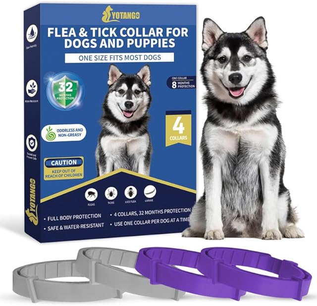 Dog Collar Repellent, 4 Pack Dog Collars, Gray&Purple
